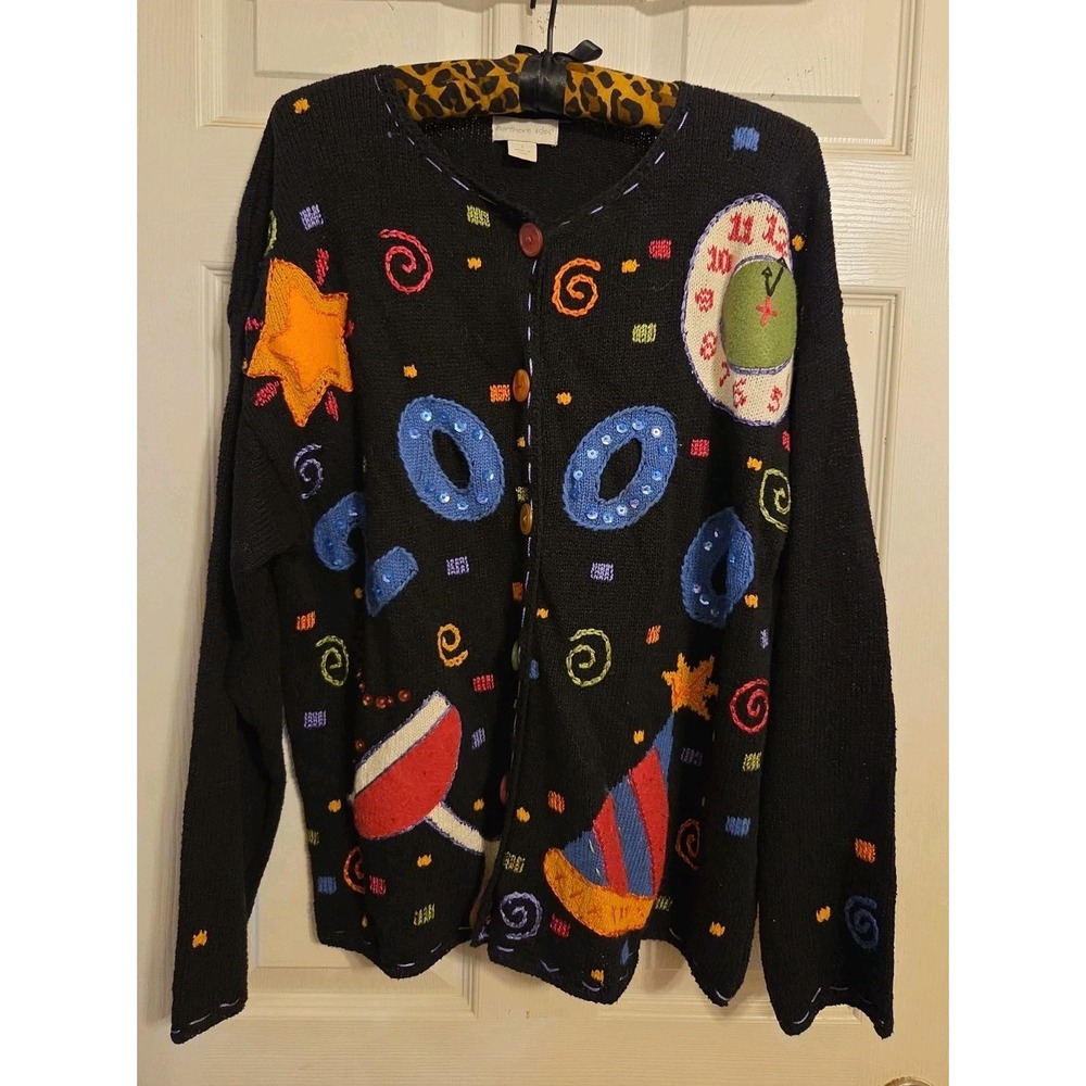 Vntg 2000 New Years Eve Sweater Northern Isles Size L